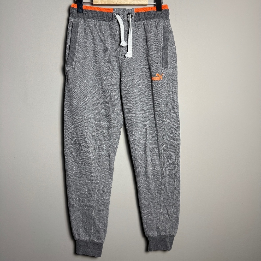PUMA Kid's Elastic Waist Jogger Sweatpants Gray Size Large (14-16) Athletic